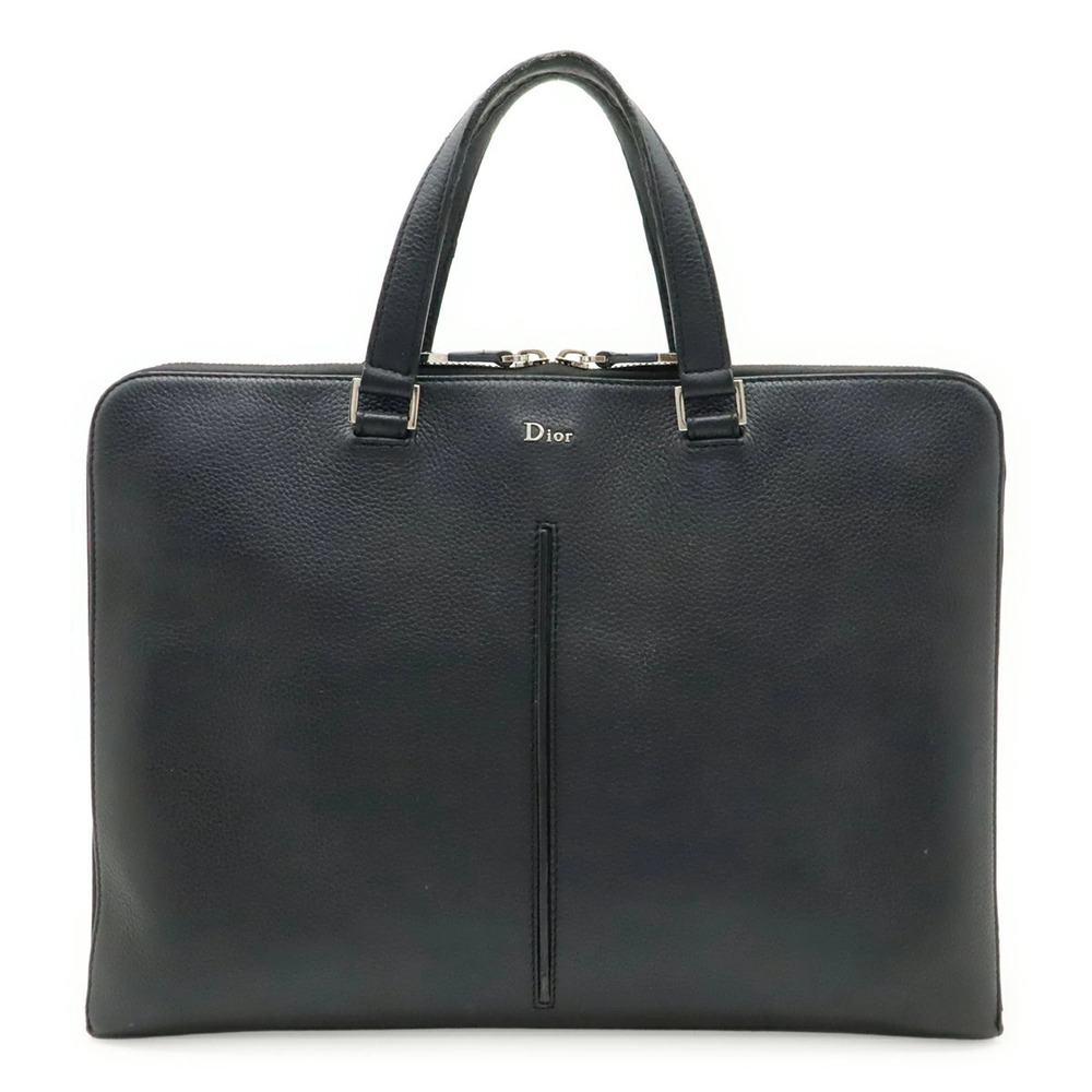 Christian Dior HOMME Business Bag Briefcase Leather Black